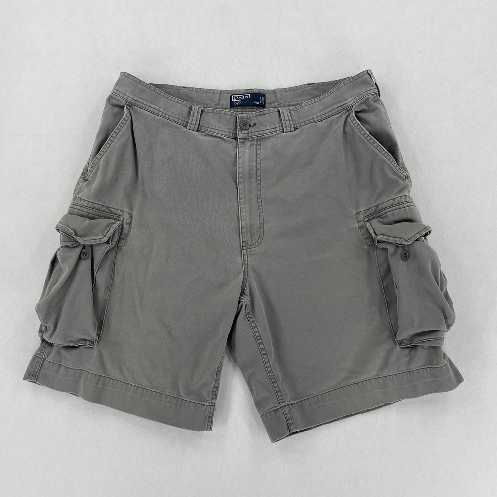 Vintage Polo Ralph Lauren 67 Cargo Shorts Mens 38 Gray Utility Baggy Retro